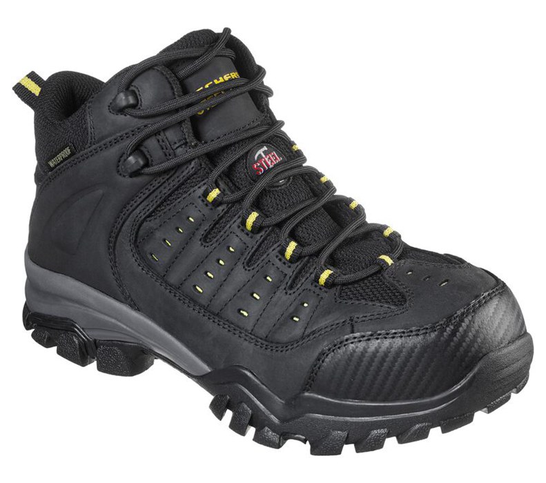 Skechers Delleker - Lakehead St - Mens Work Boots Black/Yellow [AU-JV6974]